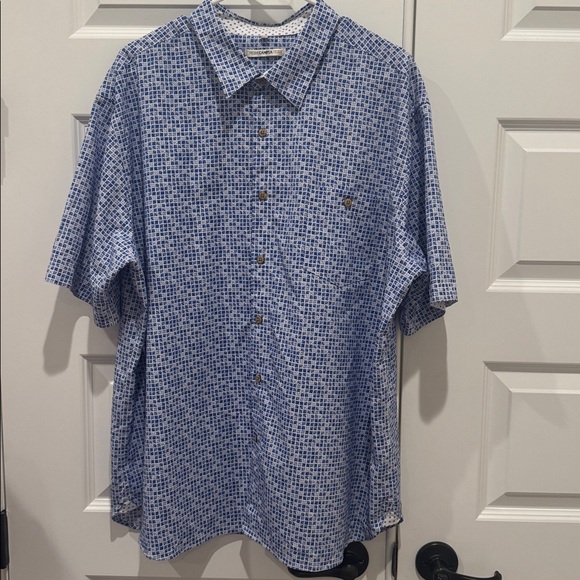 Moda Campia Mens Blue / White Button Up Short Sleeve Shirt Size XXL - Picture 1 of 13